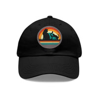 Cats and Sunset Dad Hat - Vintage Leather Patch Cap