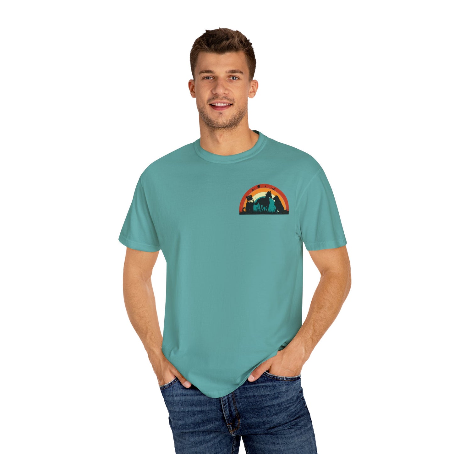 Rainbow Animal Scene Unisex T-Shirt - Nature Lover's Gift