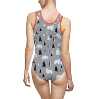 Stylish Polar Bear One-Piece Swimsuit for Women