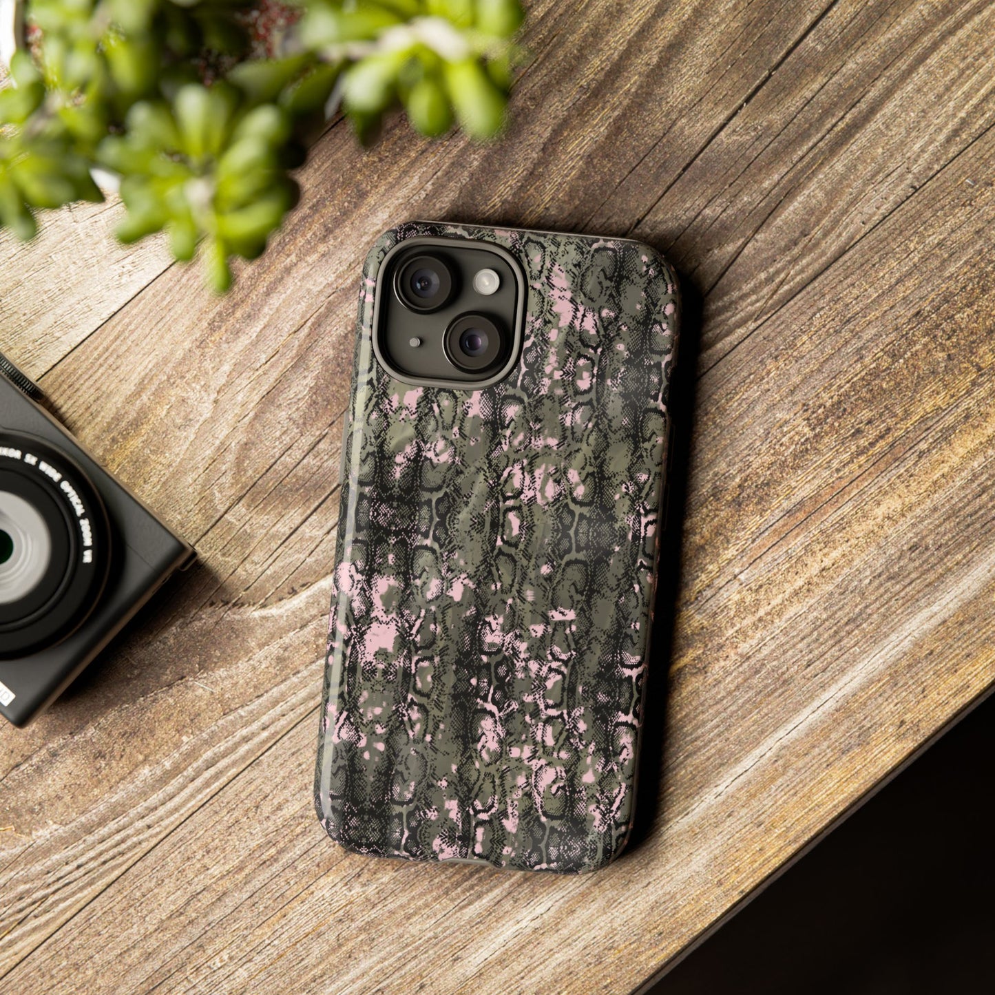 Camo Snake Pattern Phone Case – Rugged Protection Meets Bold Style  Turn heads while protecting your phone with this fierce camo snake pattern case—where urban edge meets outdoor grit.
