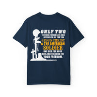 Inspirational Unisex Garment-Dyed T-Shirt - Jesus Christ & American Soldier Design