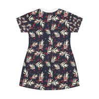 Tropical Leaf T-Shirt Dress - Casual Summer Style for Every Occasion