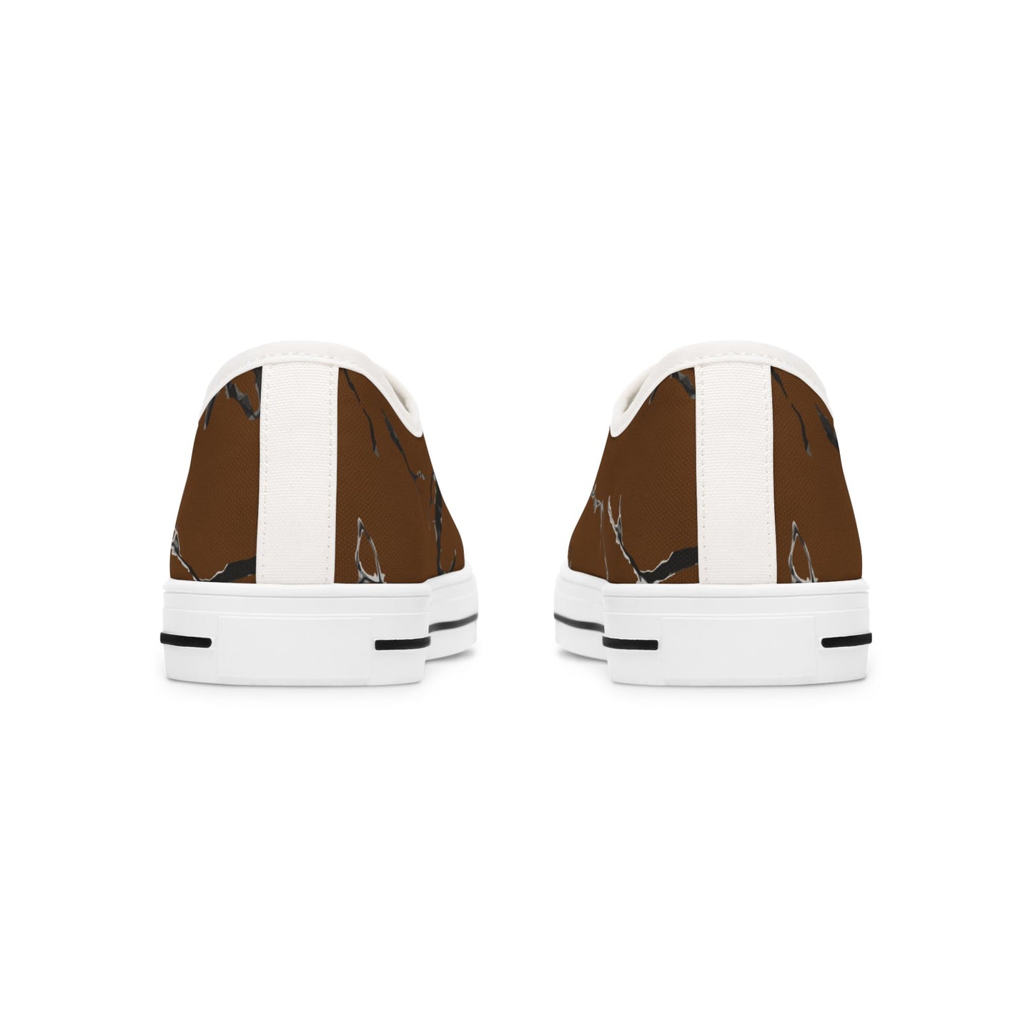 Stylish Women's Low Top Sneakers with Brown Marble Design
