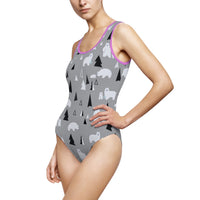 Stylish Polar Bear One-Piece Swimsuit for Women