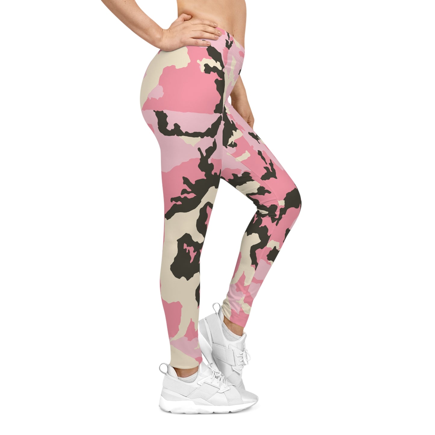 Trendy Pink Camo Women&#039;s Casual Leggings - Stylish & Comfortable Activewear