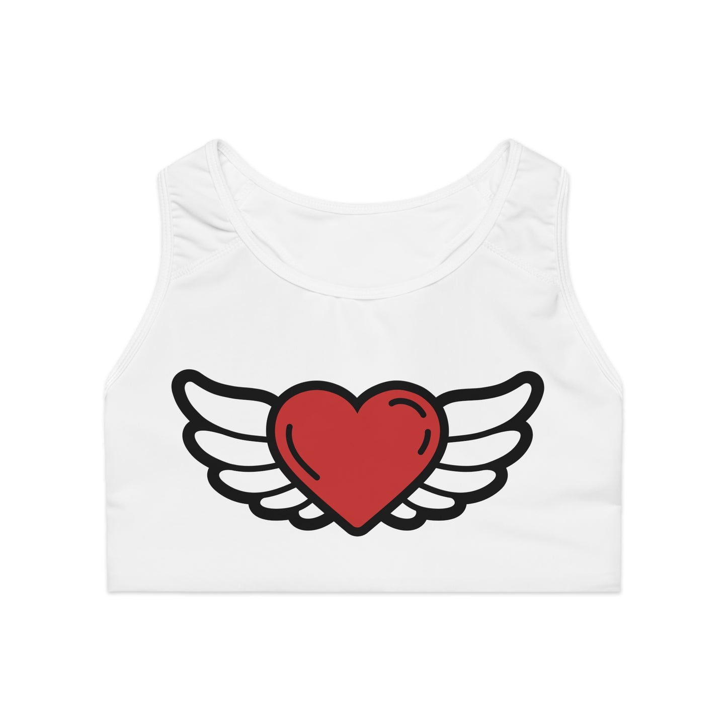 Heart Wings Sports Bra, Workout Bra, Activewear, Gift for Fitness Lovers, Valentine’s Day Gift, Motivational Gym Wear