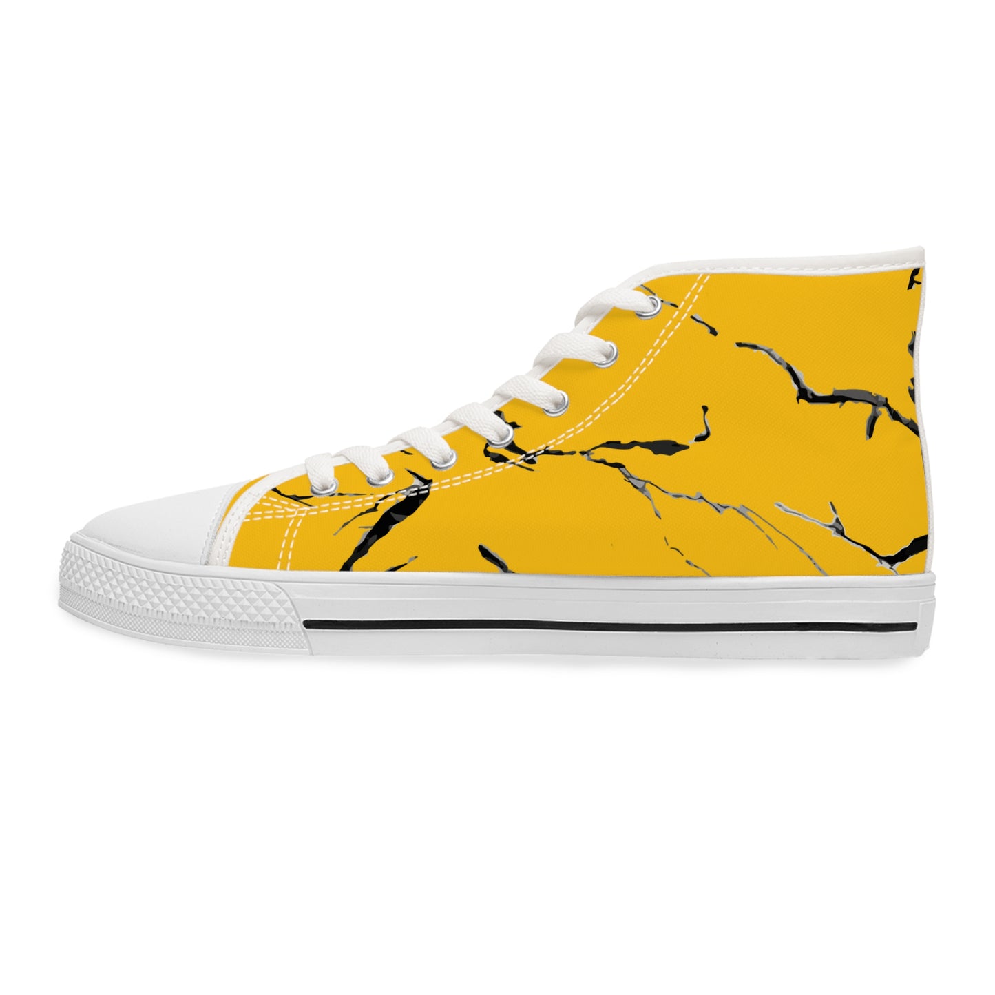 Stylish Yellow High Top Sneakers with Unique Marble Design