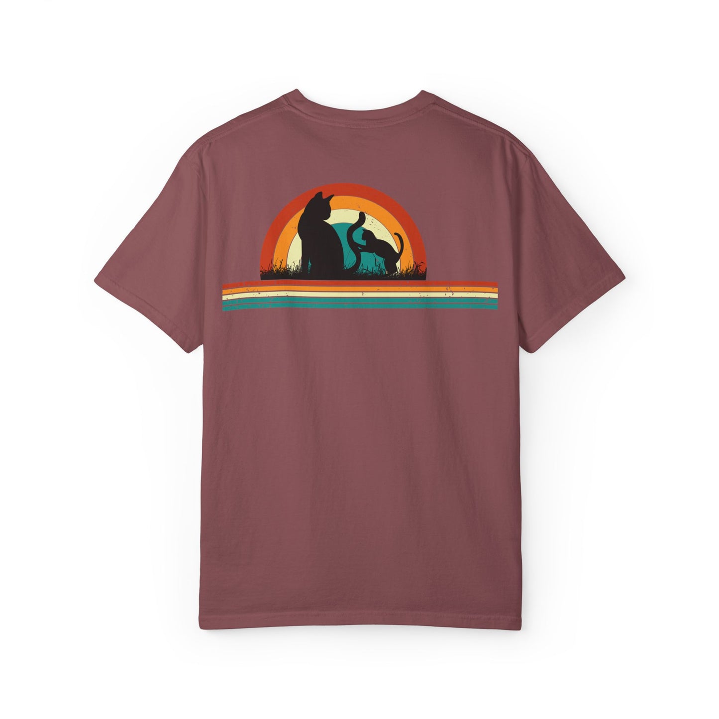 Unisex Cat & Dog Sunset Graphic T-Shirt - Casual Animal Lover Tee