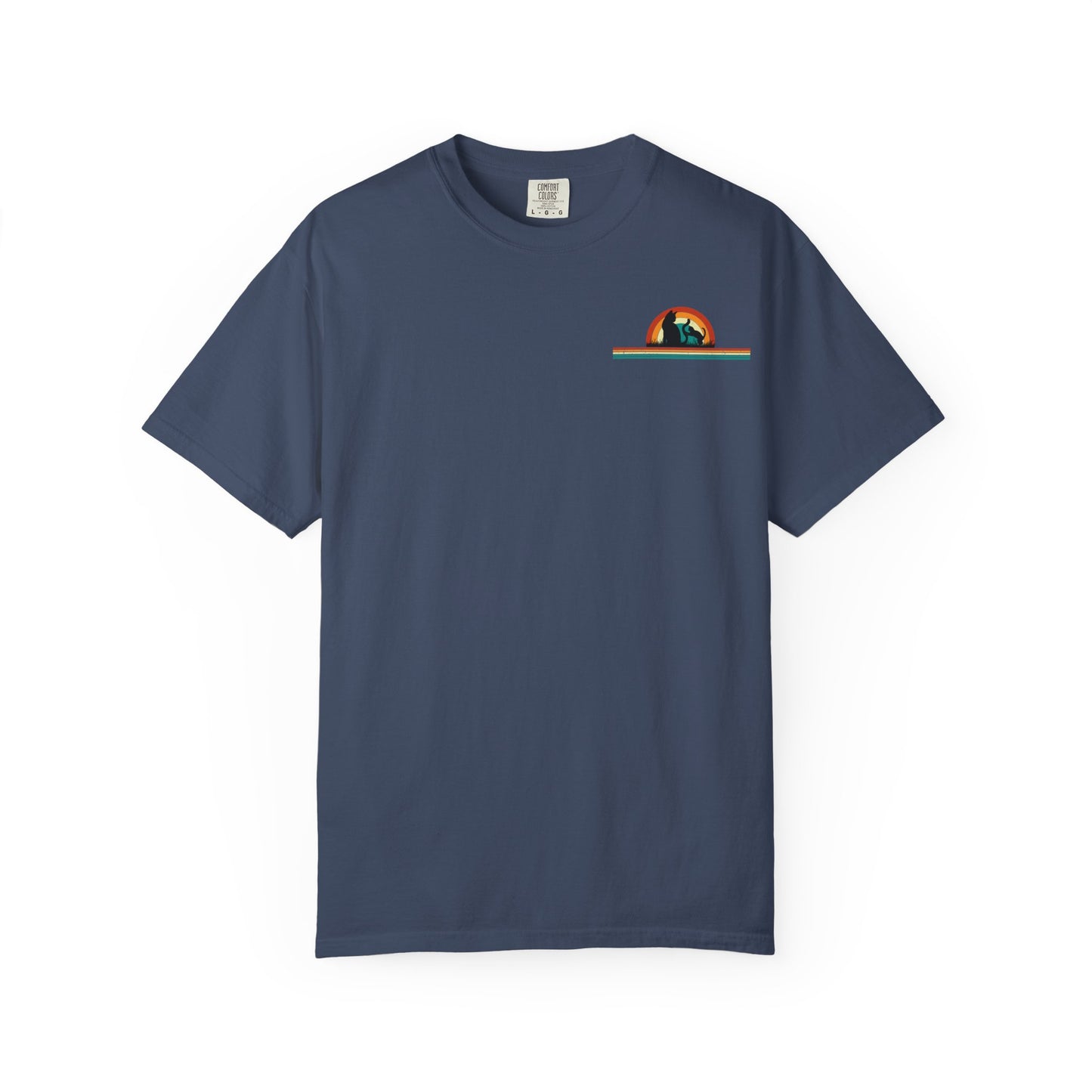 Unisex Cat & Dog Sunset Graphic T-Shirt - Casual Animal Lover Tee