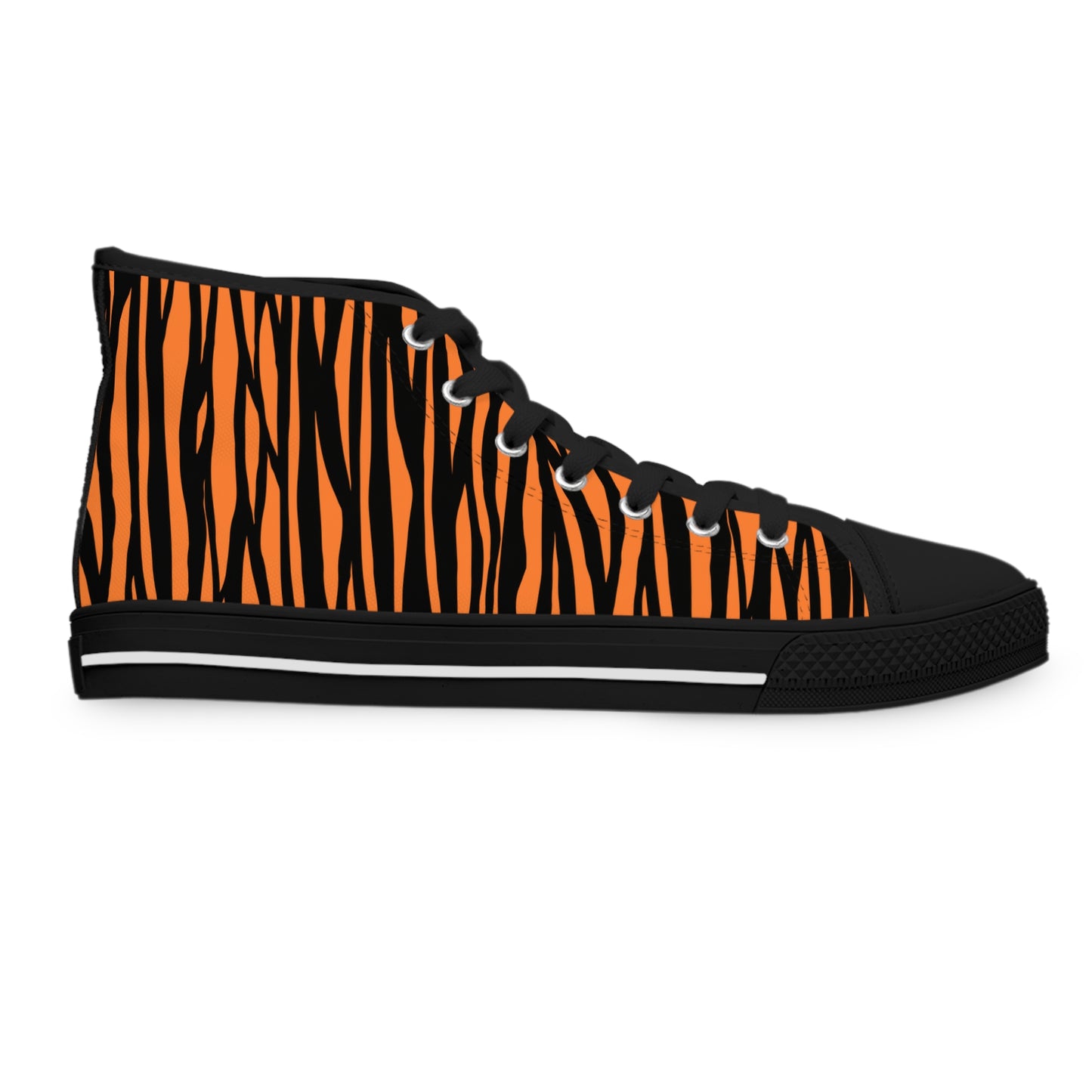 Wild Style Women's High Top Sneakers - Orange Tiger Print