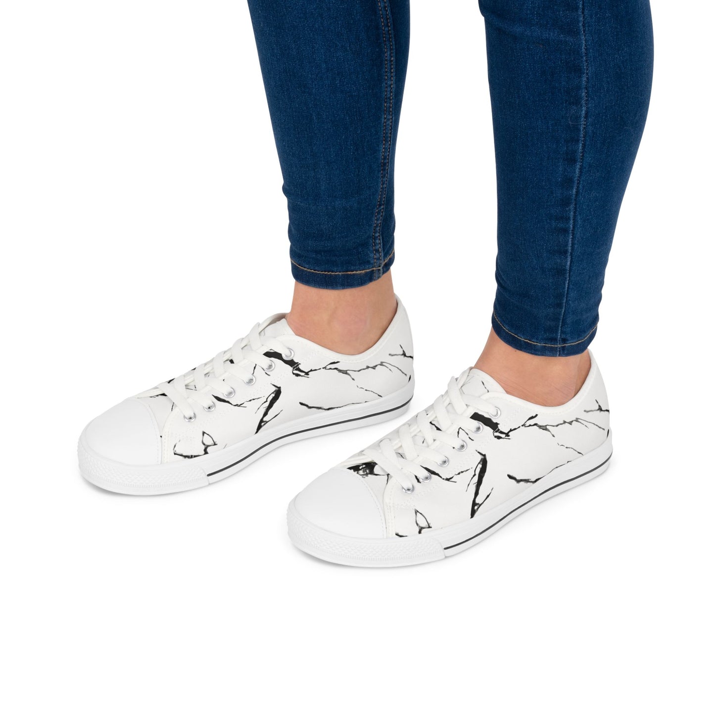 Chic Marble Print Women's Low Top Sneakers - Stylish Casual Footwear