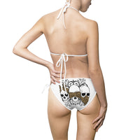 Stylish Women's Bikini Swimsuit with Unique Design Three Skull No Speak No Hear No See Leopard