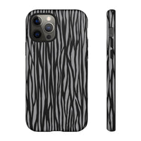 Stylish Tough Phone Case - Black and Gray Striped Design