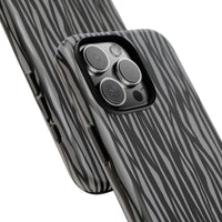 Stylish Tough Phone Case - Black and Gray Striped Design