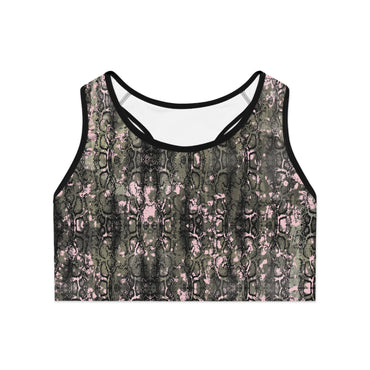 Stylish Snakeskin Print Sports Bra - Comfortable Activewear for Fitness Lovers