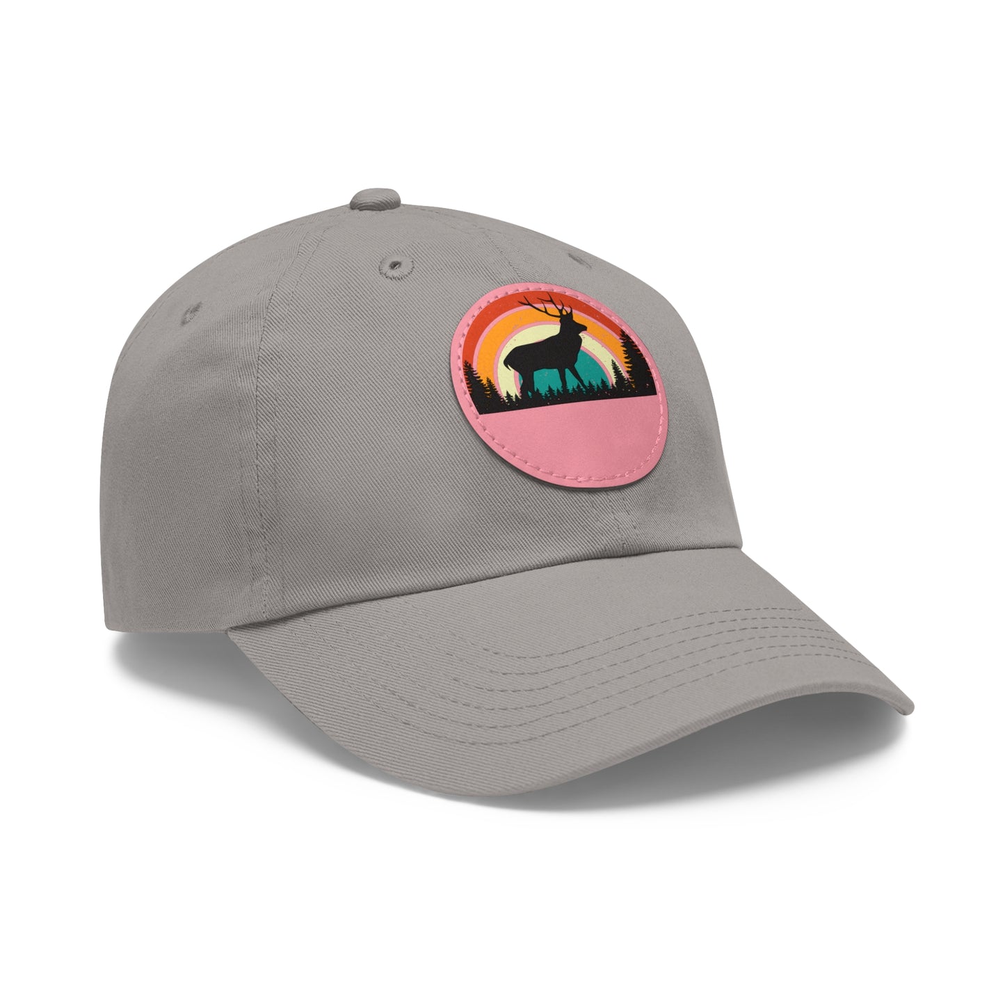 Stylish Dad Hat with Leather Patch - Retro Deer Design