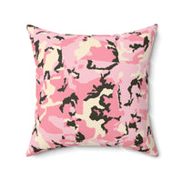 Trendy Pink Camo Square Pillow | Cozy Home Decor