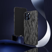 Stylish Tough Phone Case - Black and Gray Striped Design