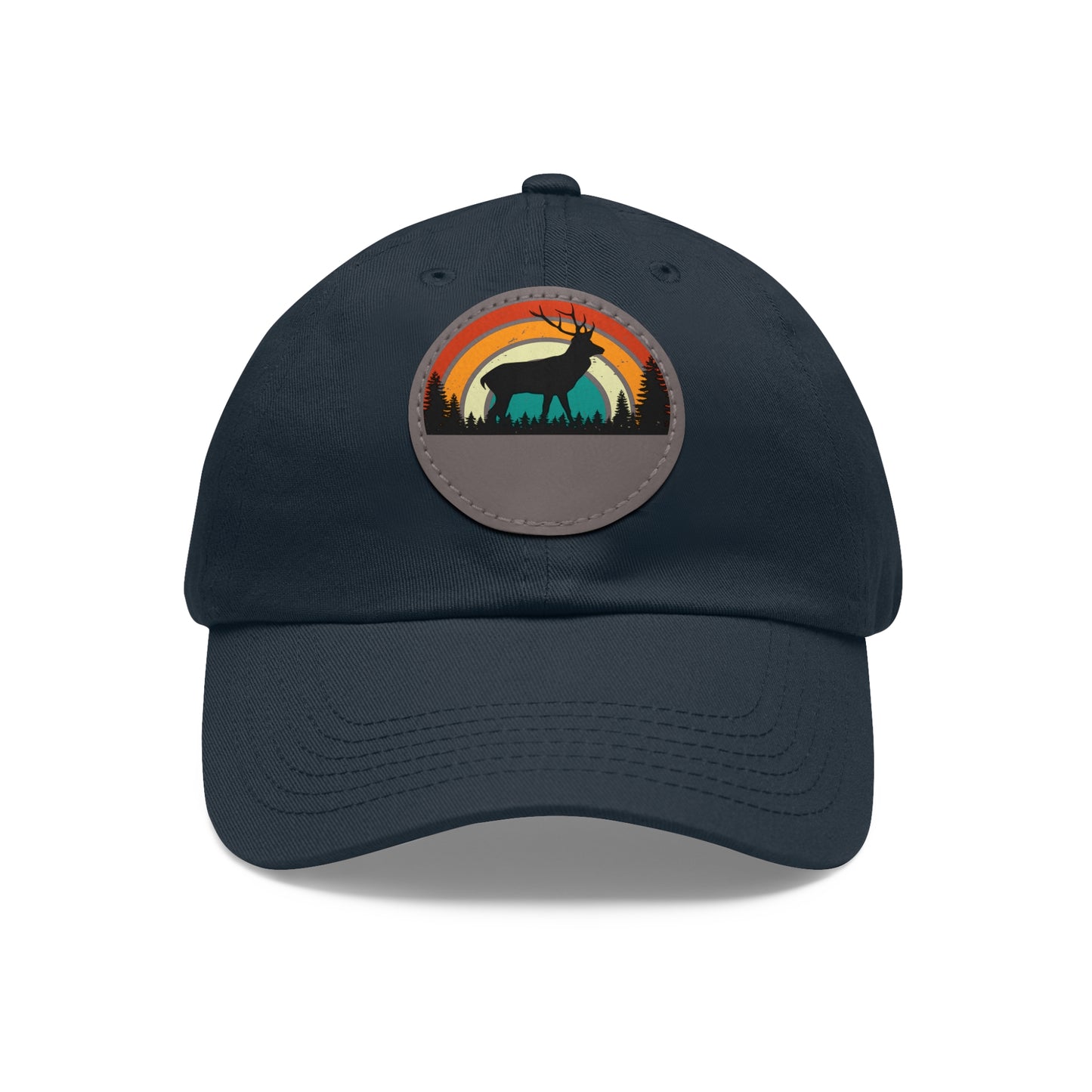 Stylish Dad Hat with Leather Patch - Retro Deer Design