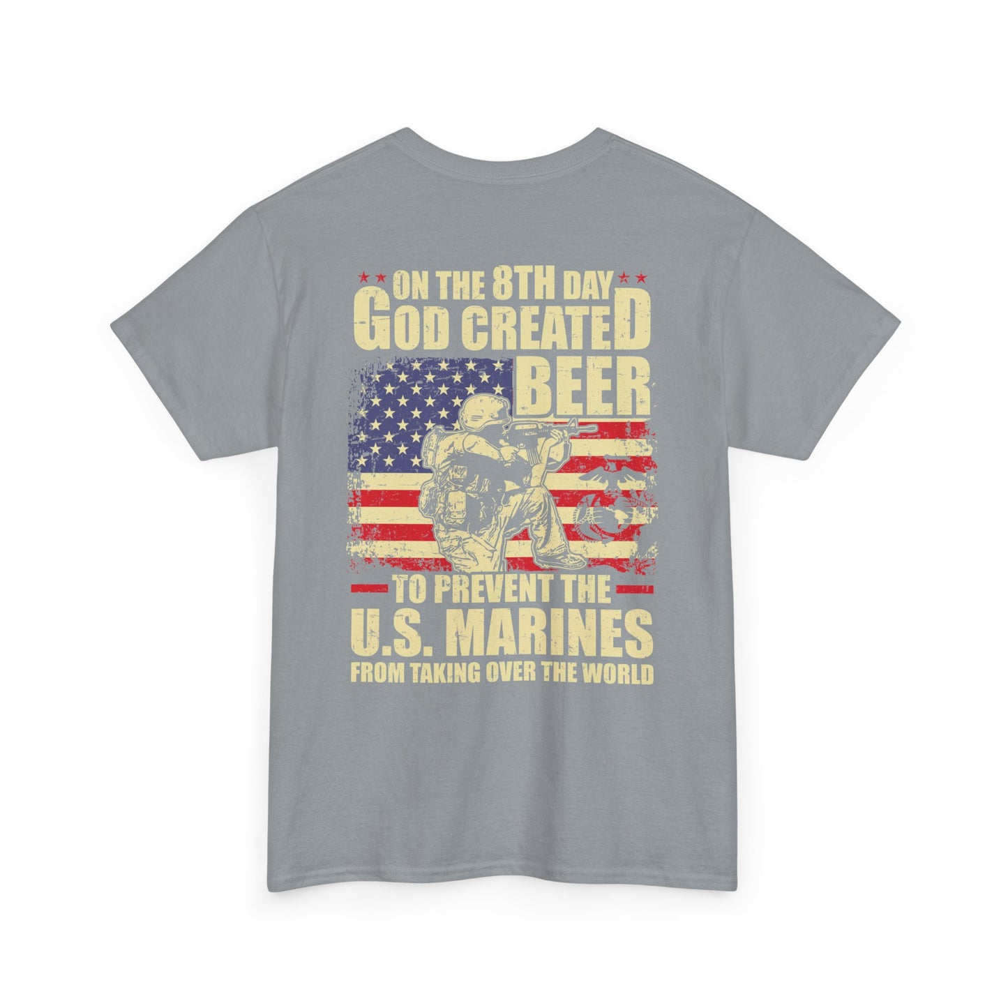 God Created Beer Unisex Heavy Cotton Tee, Fun Patriotic Shirt, Gift for Beer Lovers, US Marines Support, July 4th Celebration