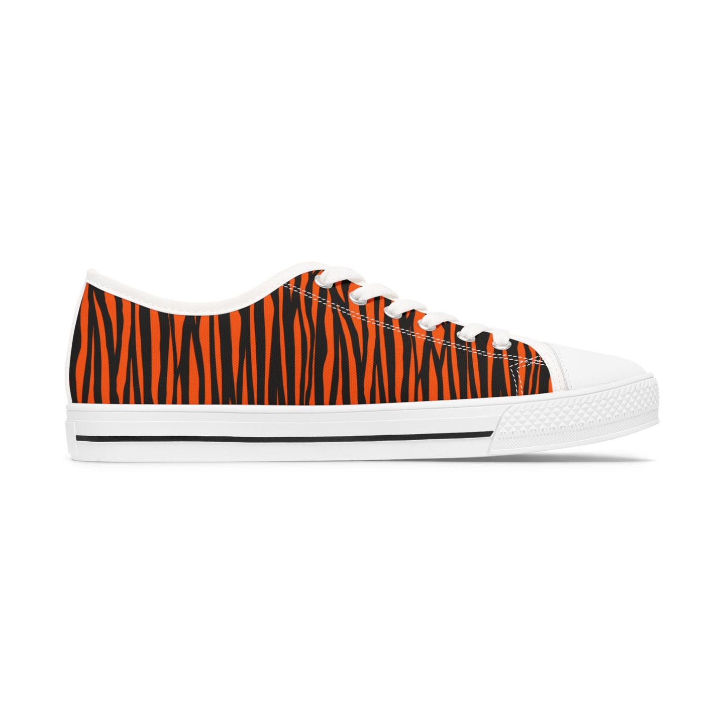 Fierce Fashion Women's Low Top Sneakers - Trendy Tiger Stripe Sneakers, Casual Wear, Gift for Animal Lovers, Statement Shoes, Summer Style