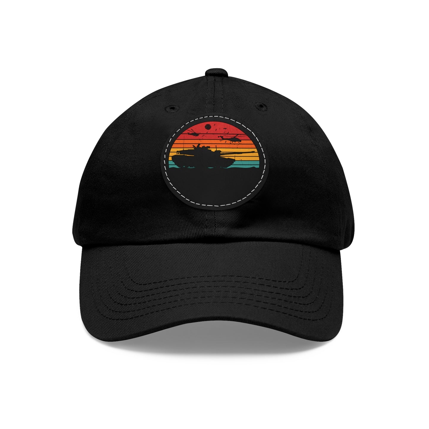 Retro Sunset Dad Hat with Leather Patch