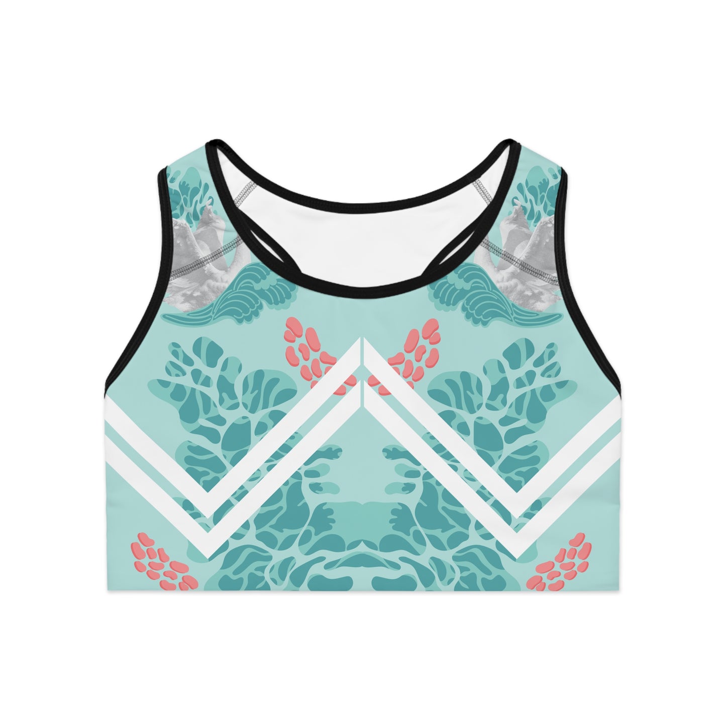 Tropical Vibes Sports Bra with Floral Design