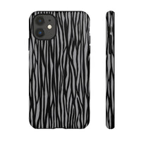 Stylish Tough Phone Case - Black and Gray Striped Design