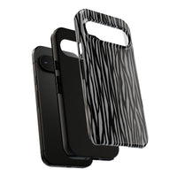 Stylish Tough Phone Case - Black and Gray Striped Design
