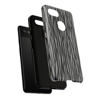Stylish Tough Phone Case - Black and Gray Striped Design
