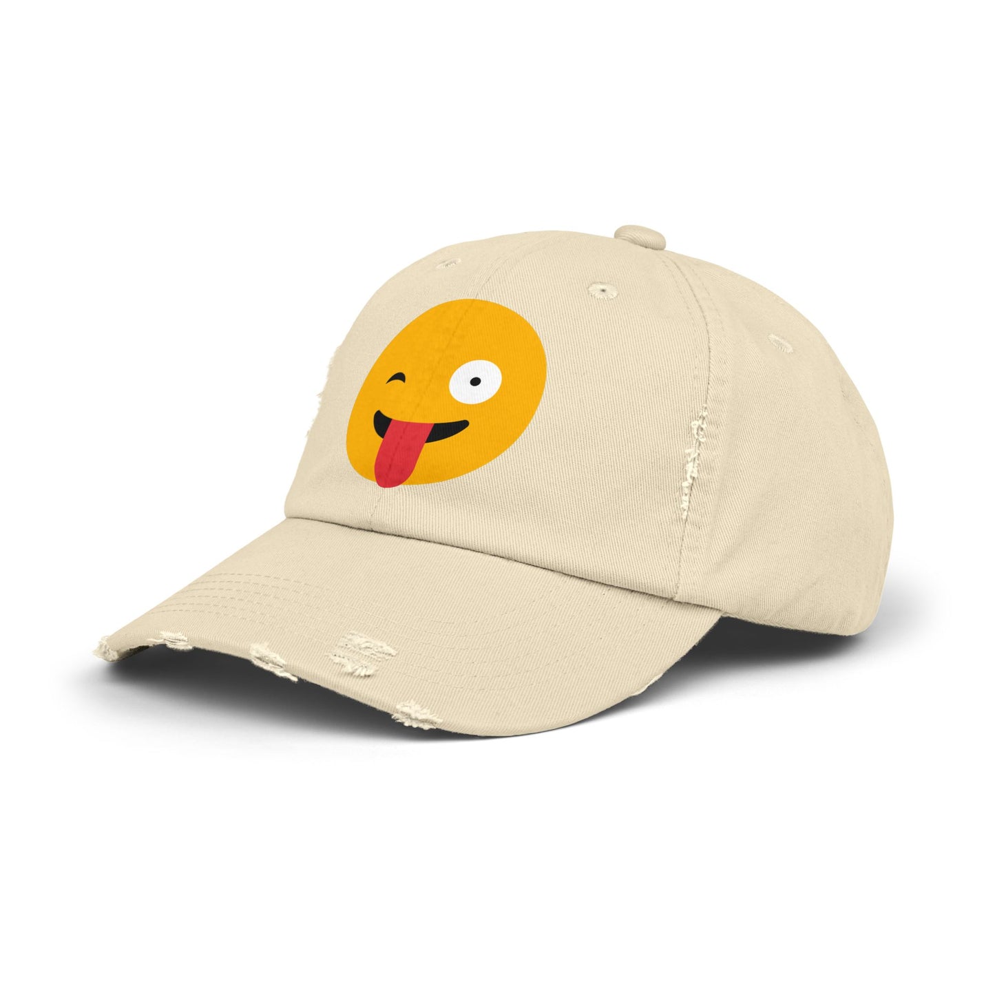 Funny Emoji Distressed Cap for Casual Wear