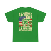God Created Beer Unisex Heavy Cotton Tee, Fun Patriotic Shirt, Gift for Beer Lovers, US Marines Support, July 4th Celebration