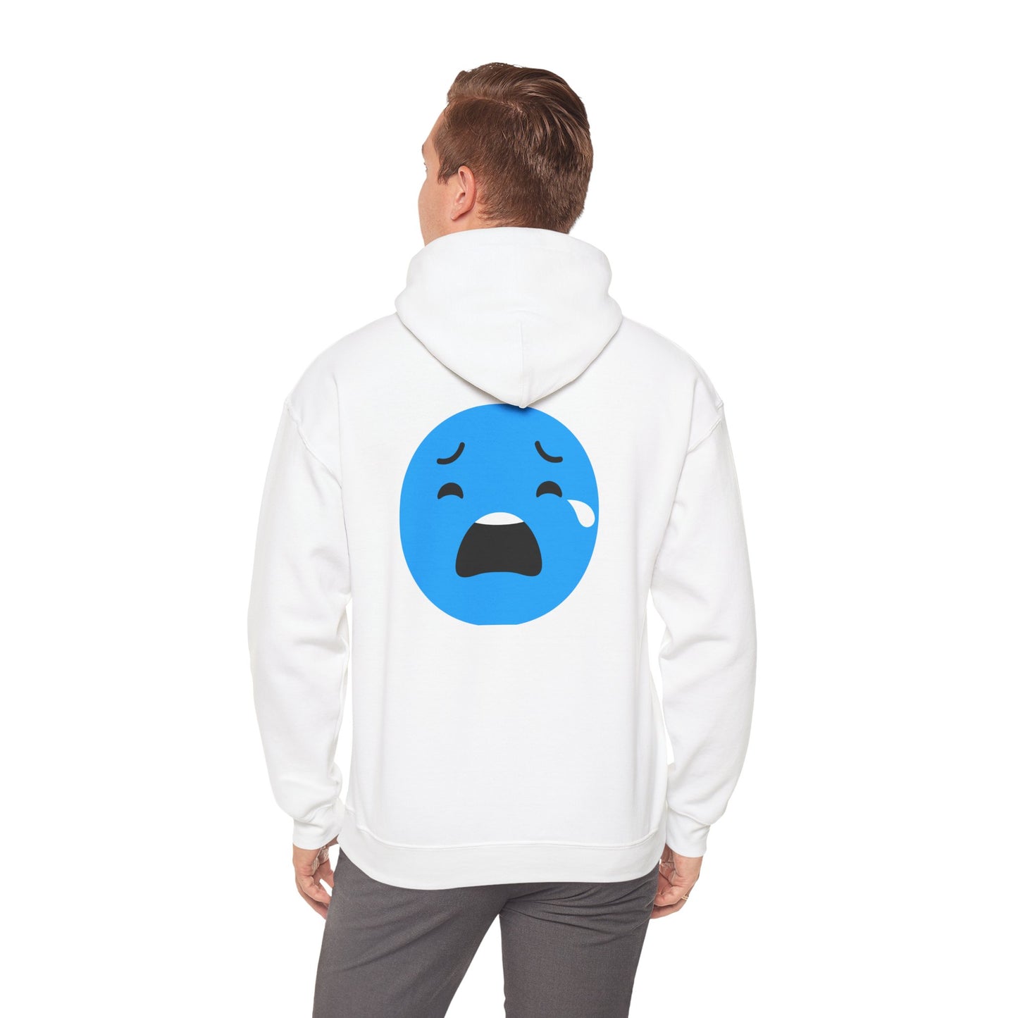Emotional Expression Hoodie - Unisex Heavy Blend with Sad Face Design