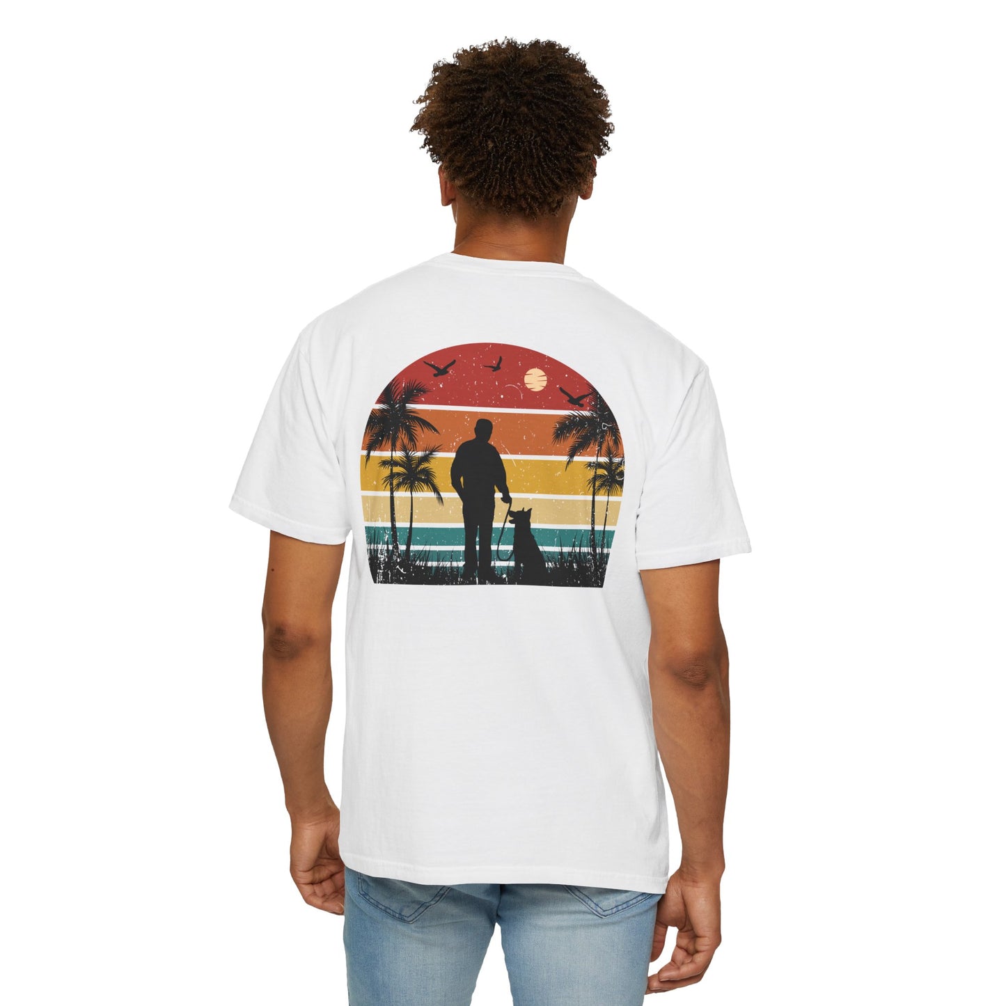 Sunset Silhouette Unisex T-Shirt, Perfect for Nature Lovers, Pet Owners, Casual Days, Summer Outings, Gift for Him or Her