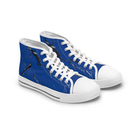 Stylish High Top Sneakers with Artistic Blue Design