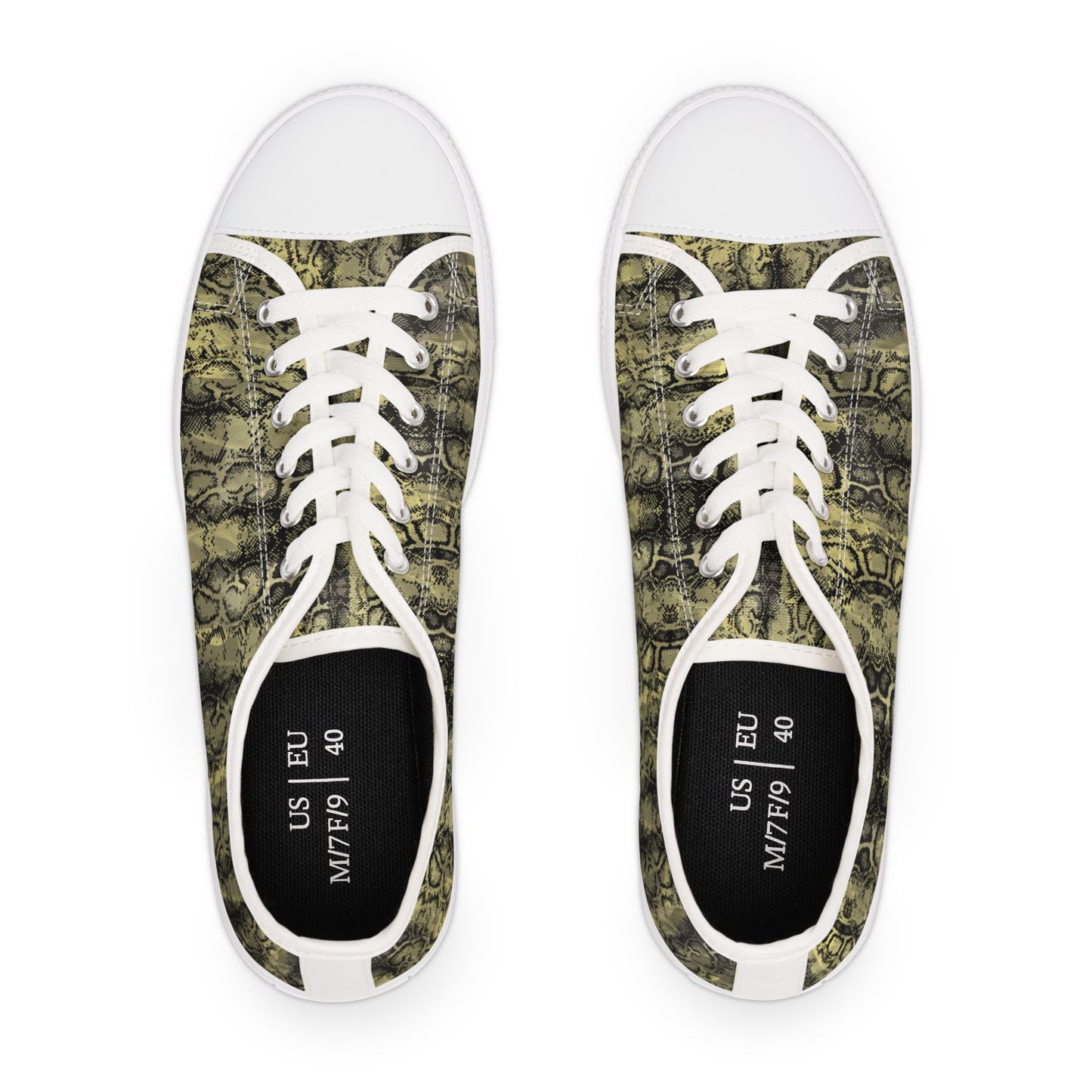 Stylish Women's Low Top Sneakers - Vintage Snake Print Casual Shoes