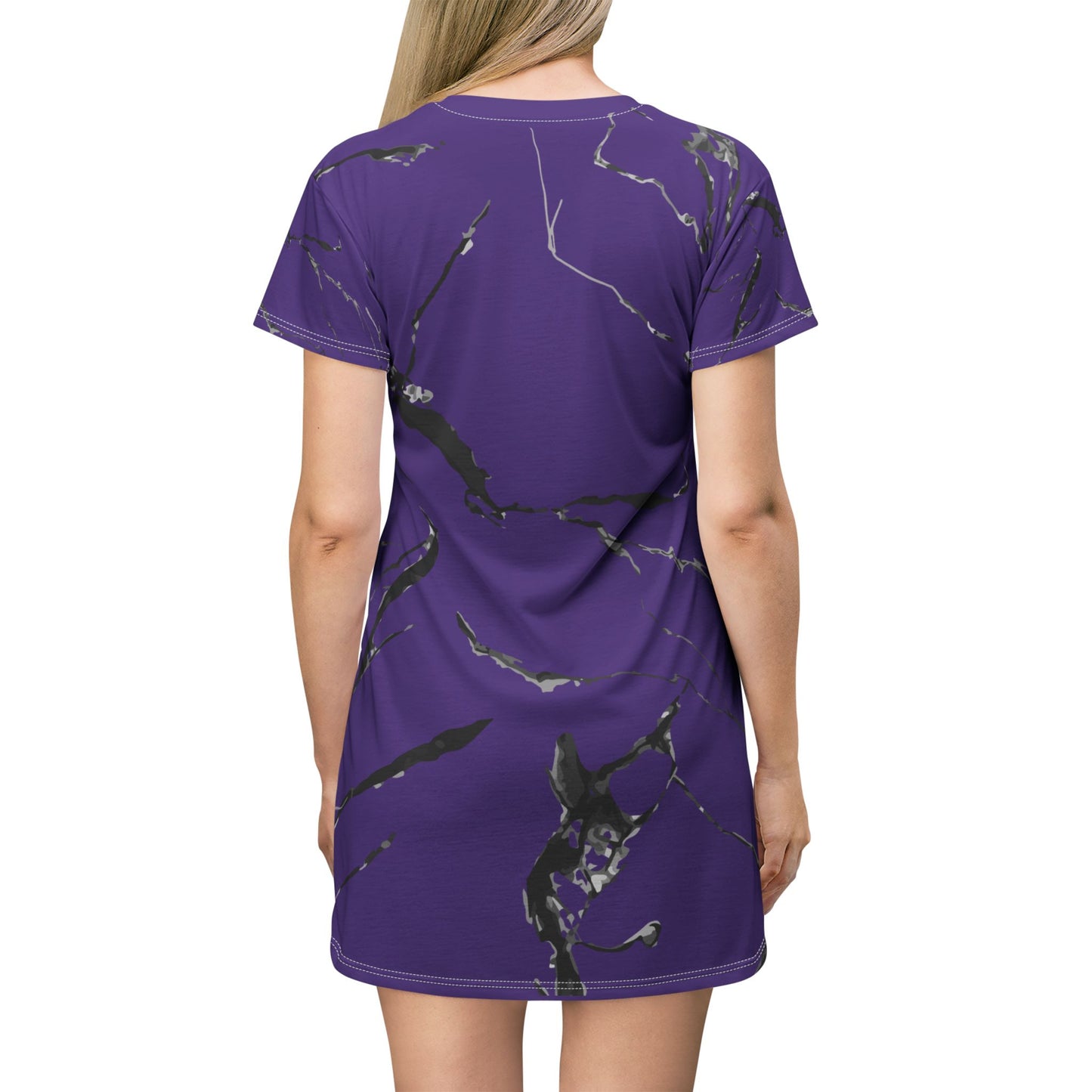 Chic Purple Marble T-Shirt Dress, Casual Summer Wear, Stylish Lounge Dress, Gift for Her, Trendy Everyday Dress