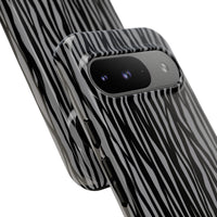 Stylish Tough Phone Case - Black and Gray Striped Design