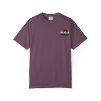 Chill Vibes Unisex Garment-Dyed T-Shirt - Retro Sloth & Sunset Design