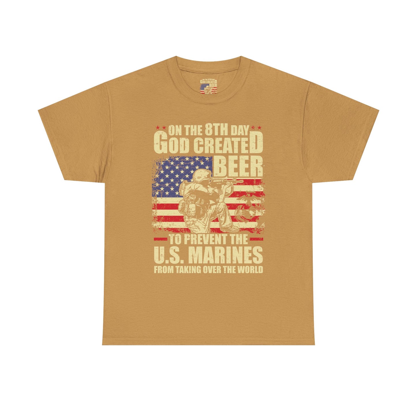 God Created Beer Unisex Heavy Cotton Tee, Fun Patriotic Shirt, Gift for Beer Lovers, US Marines Support, July 4th Celebration