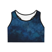 Ocean Wave Sports Bra - Soft Blue Abstract Design for Yoga and Workout