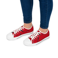 Bold Red Women&#039;s Low Top Sneakers - Stylish & Unique Casual Footwear