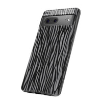 Stylish Tough Phone Case - Black and Gray Striped Design