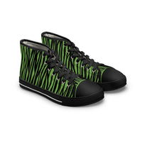 Women's High Top Sneakers - Green Zebra Print Casual Shoes