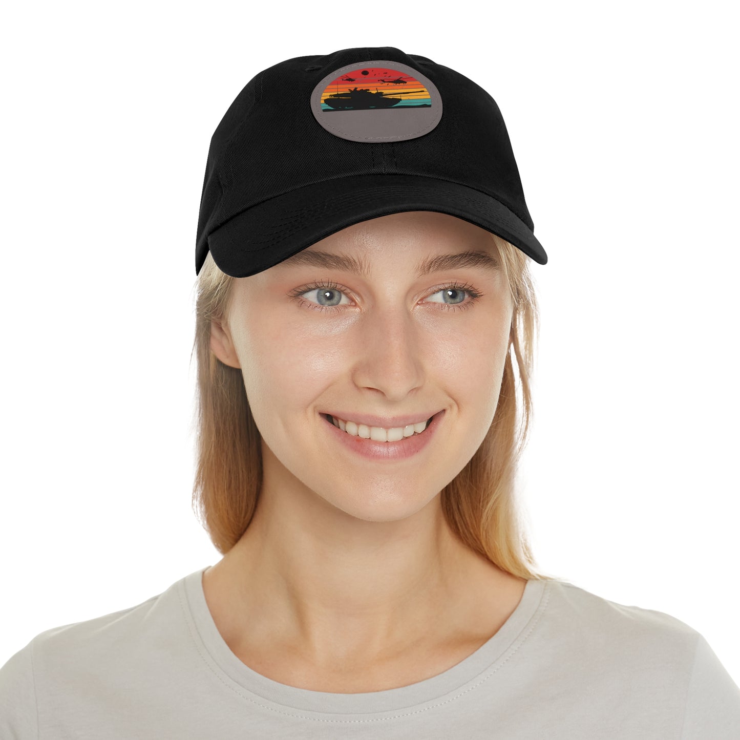 Retro Sunset Dad Hat with Leather Patch