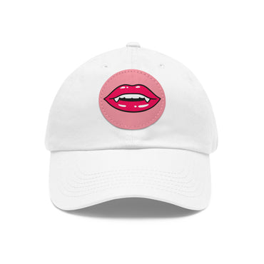 Hat for Men, Stylish Summer Dad Cap with Leather Patch, Trendy Bold Lip Design, Casual Baseball Hat, Fashionable Accessory