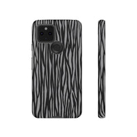 Stylish Tough Phone Case - Black and Gray Striped Design