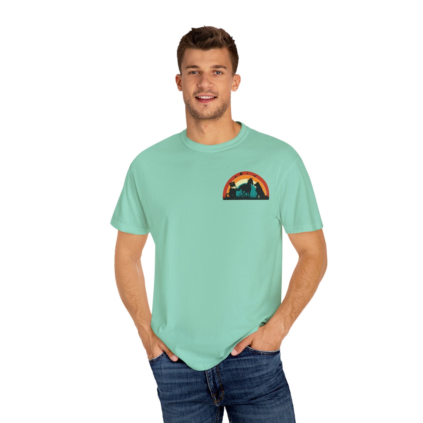 Rainbow Animal Scene Unisex T-Shirt - Nature Lover's Gift