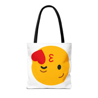 Emoji Kiss Tote Bag, Cute Gift for Friends, Love & Friendship, Reusable Shopping, Fun Casual Bag, Holiday Gifts