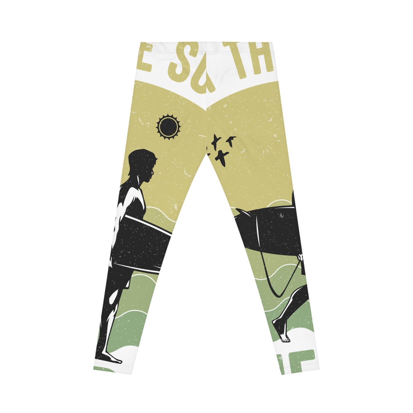 Surf-Inspired Leggings, Beach Style Activewear, Women's Yoga Pants, Summer Leggings, Ocean Print Tights